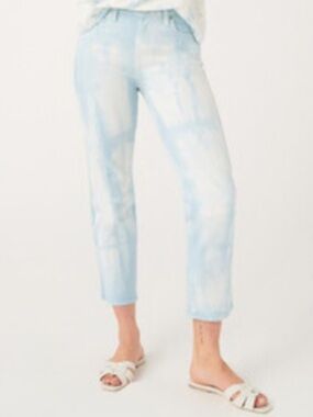 7 For All Mankind Women High Waist Cropped Straight Jeans In Tie Dye Clouds